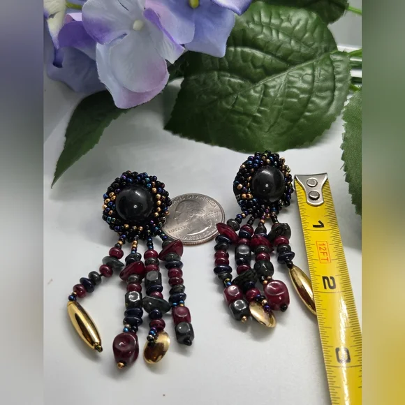 Elegant Beaded Drop Earrings - Picture 4 of 8